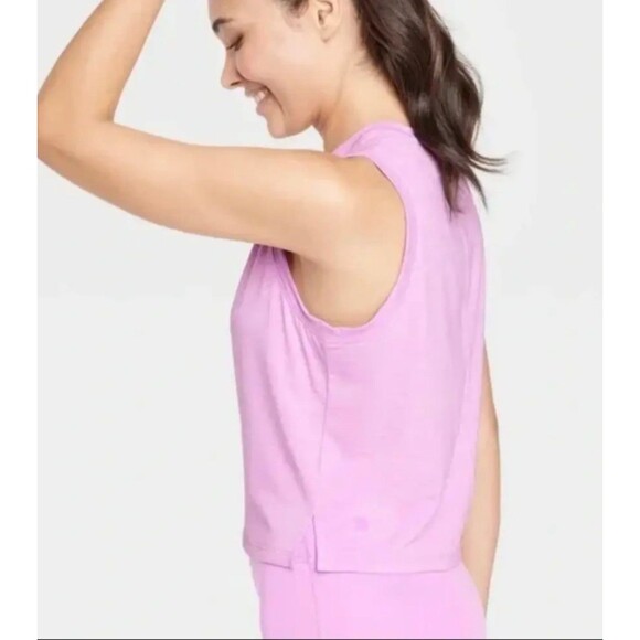 Women's All in Motion Cropped Active Tank Top Heathered Purple Large - Picture 3 of 5